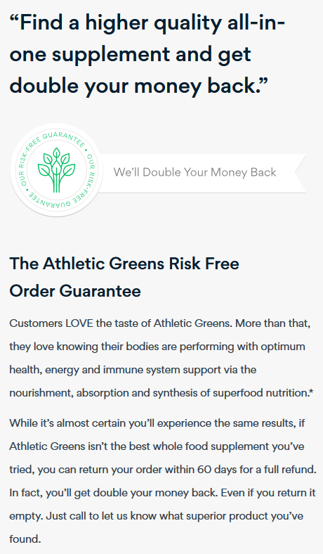 athletic greens money back guarantee